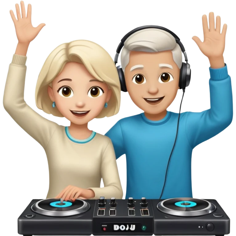 boy dance with older girl at party and DJ watching on it emoji
