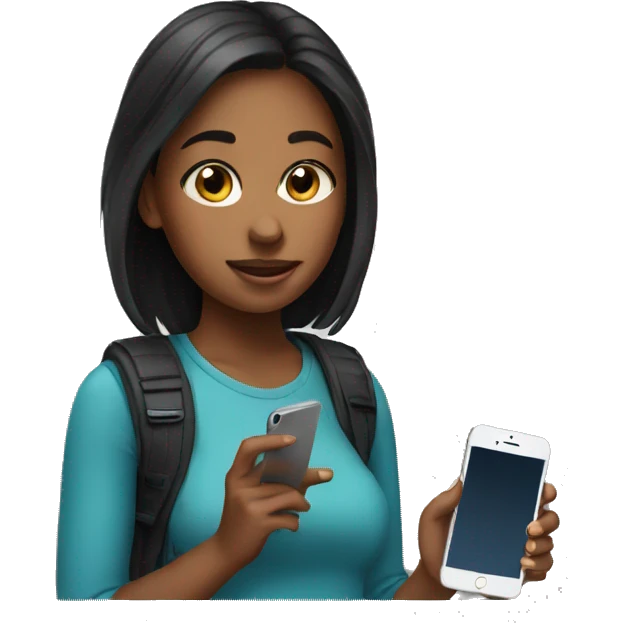 A girl with an iPhone emoji