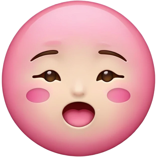 A circular emoji with kawaii pink face with eyes closed and mouth open in excitement  emoji