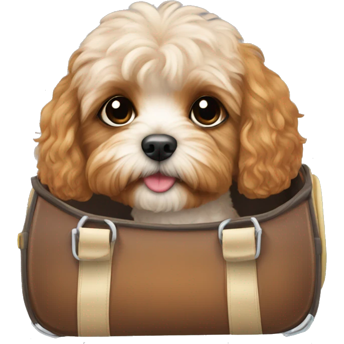 Cavoodle in dog carrier emoji