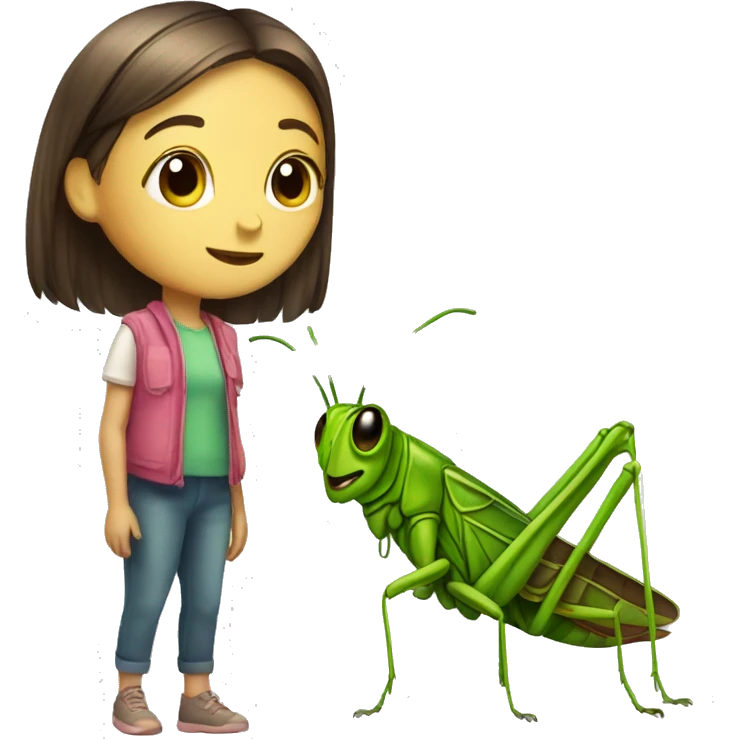Grasshopper with a girl emoji