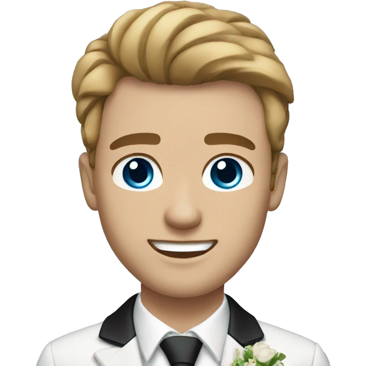groom with light skin, brown hair and blue eyes emoji