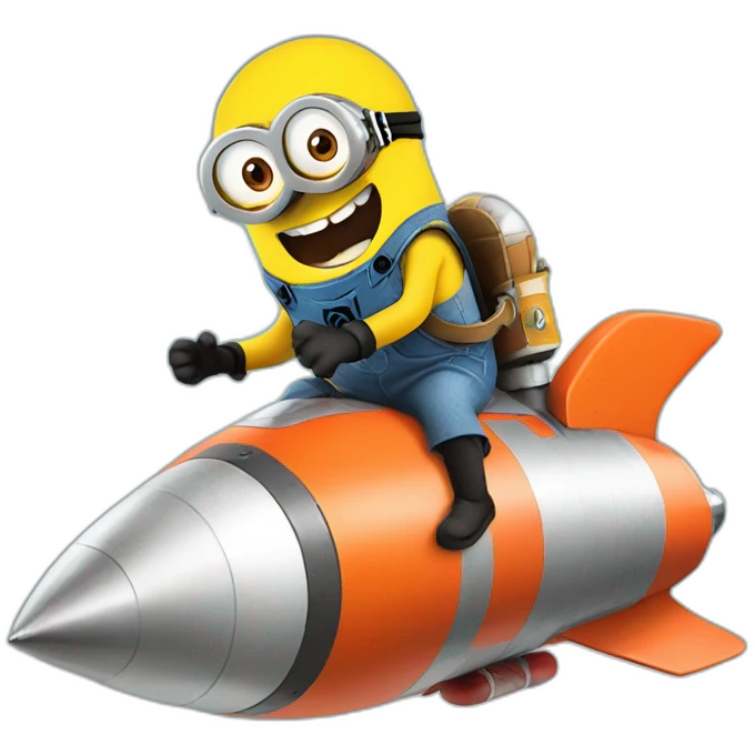 laughs loudly minion riding on a rocket  emoji