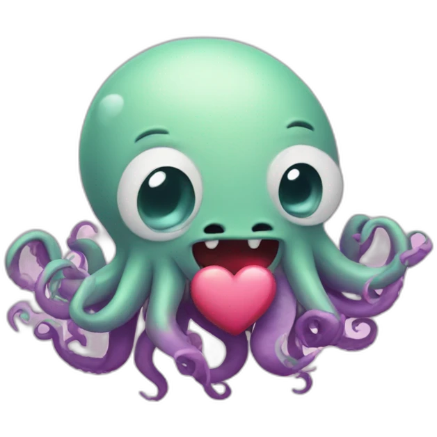 cute kraken cute face having a heart attack emoji