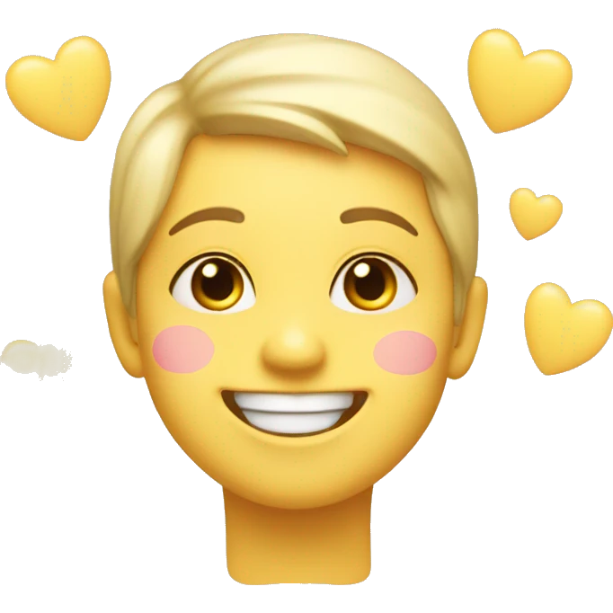 blushing smiling face with pastel yellow hearts around it emoji