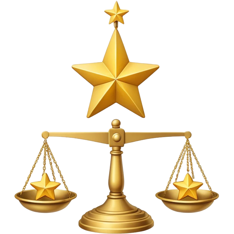 A scale balancing one big star on one side and two smaller stars on the other side emoji