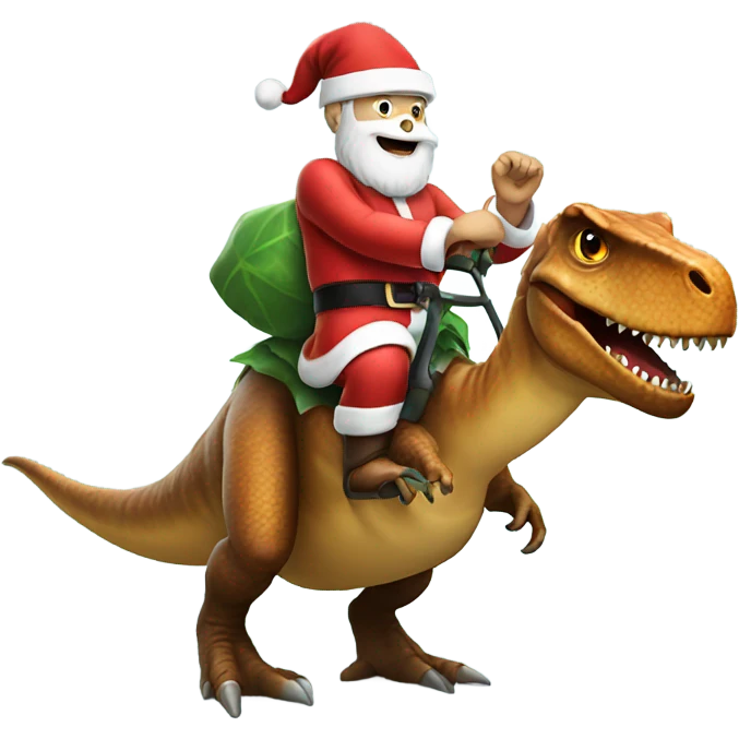 Santa riding a dinosaur  emoji