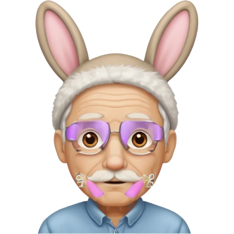 old man with bunny ears emoji