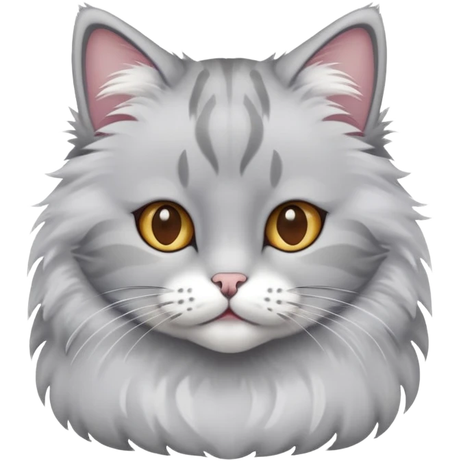 A cat with gray upper body and white bottom with white paws emoji