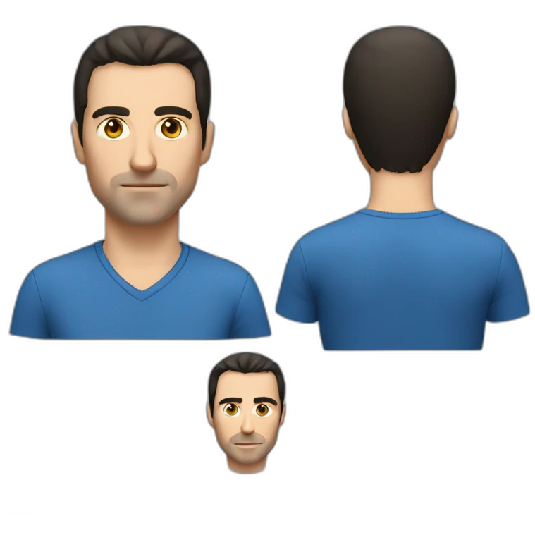 man dark hair - 40 years old - blue shirt - Slavic appearance - without a beard emoji