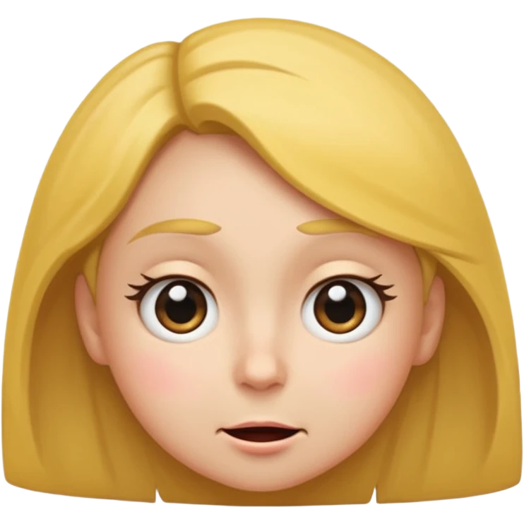 Face looking to the side with wide eyes and low mouth with raised eyebrows make it a girl and make them tilting their head to the side, looking at me with side eyes and mouth closed making a smiling frown face close the mouth emoji
