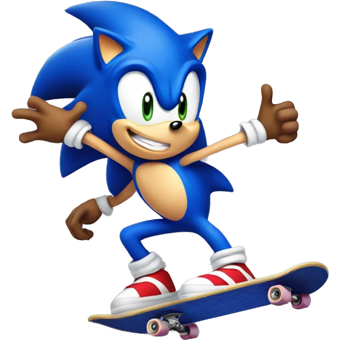 Sonic the Hedgehog on skateboard  emoji
