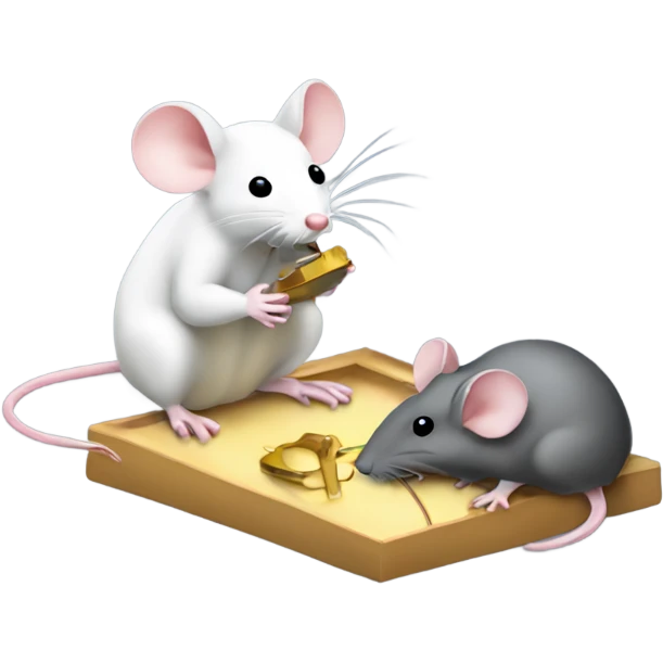 Mouse praying over another mouse that is in a trap emoji