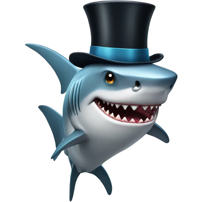 Shark with a top hat emoji