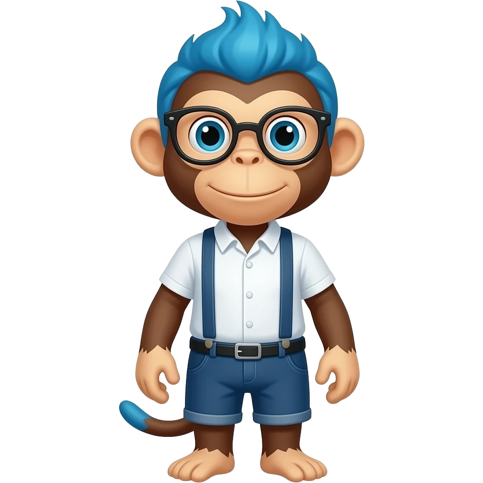 monkey with blue hair and spectacles emoji