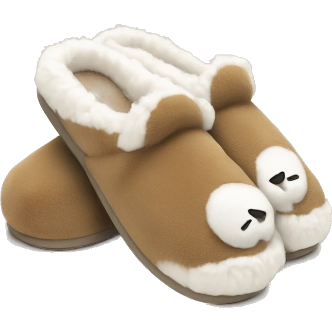 ￼ light brown house slippers that have white fur emoji