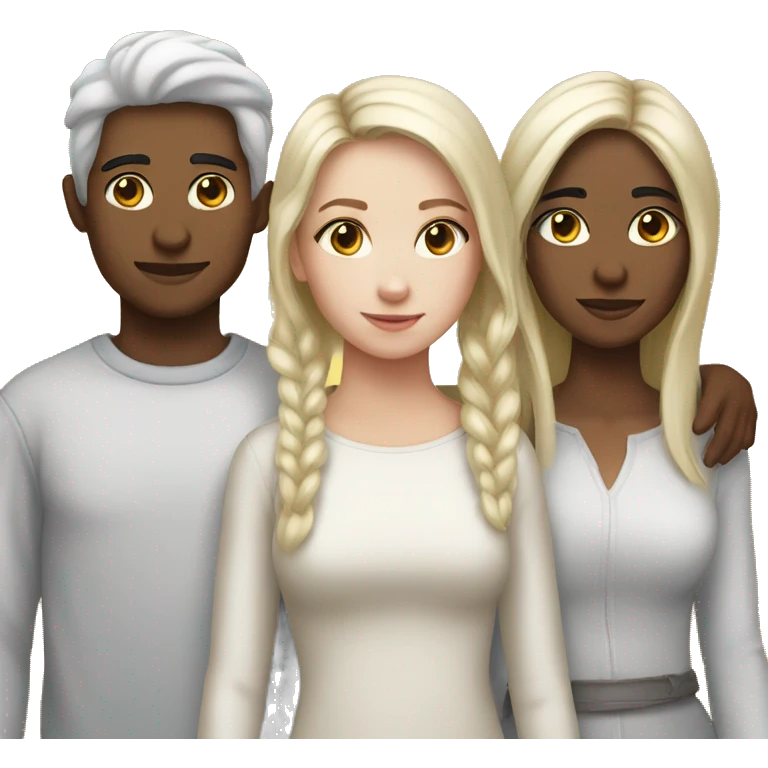 2 sisters and 1 brother white skin emoji