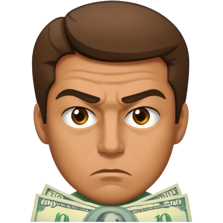 a man with money and little angry face emoji