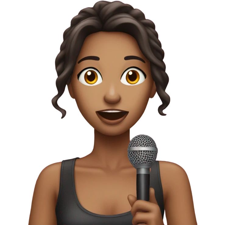brunette girl popstar singing emoji