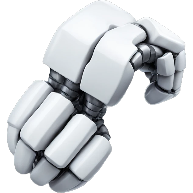 Flexing white mechanical cyborg bicep emoji