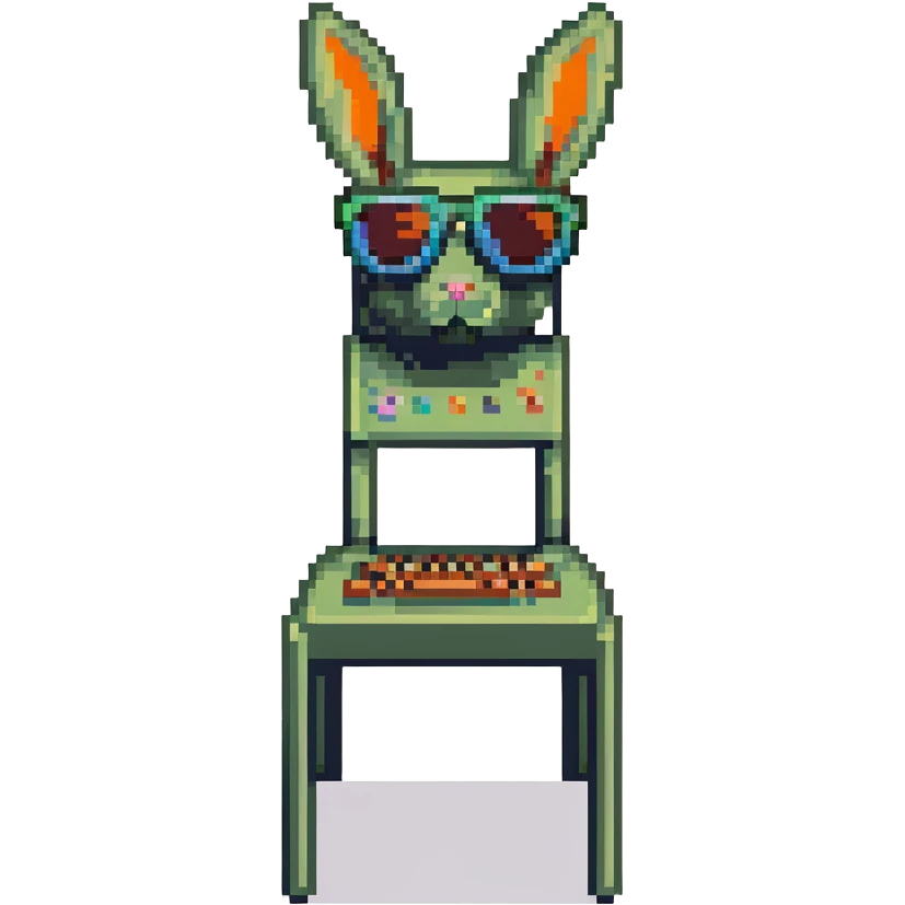 pixel art album cover with a chair, DTMF buttons, and Bad Bunny sunglasses emoji