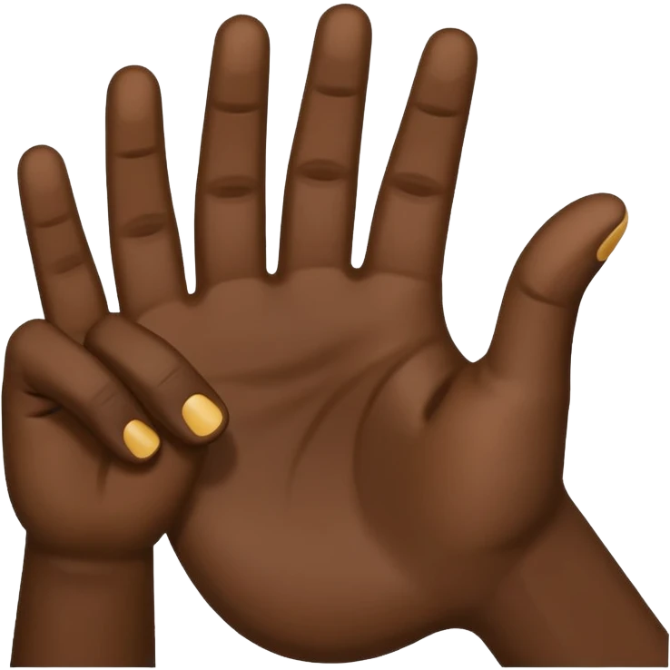 hand emoji ✋🏽 with thumb down flat on the palm of the hand to hold 4 fingers up emoji