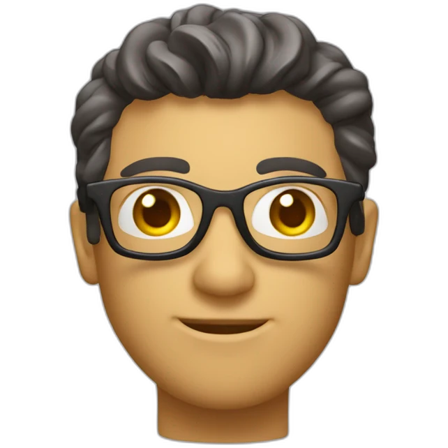 Chico con lentes haciendo una escultura emoji