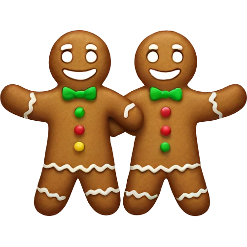 two gingerbread men holding hands emoji