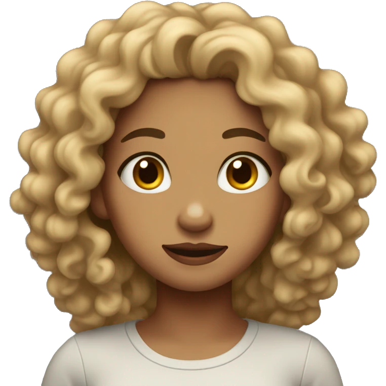 light skin girl with curly hair shrugging  emoji