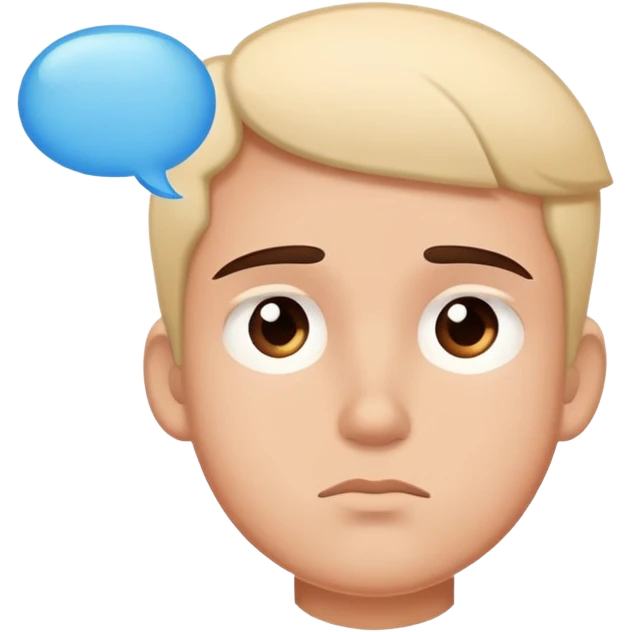 character with thoughtful expression and thought bubble emoji