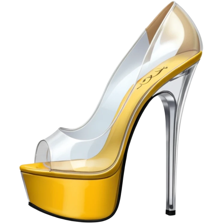 ultra realistic pair of platform open toe transparent high heel pumps emoji