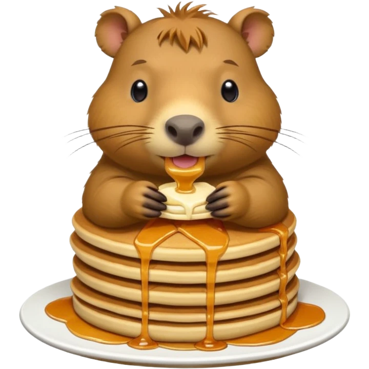 Capybara eating pancakes emoji