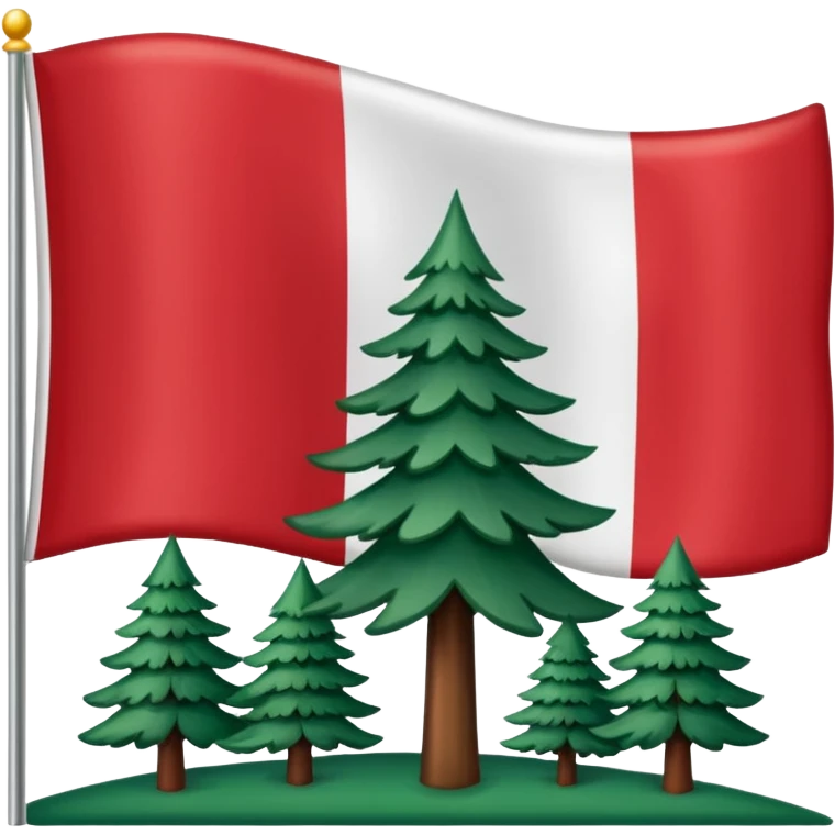New England flag with a red backgournd white canton and a pine emoji