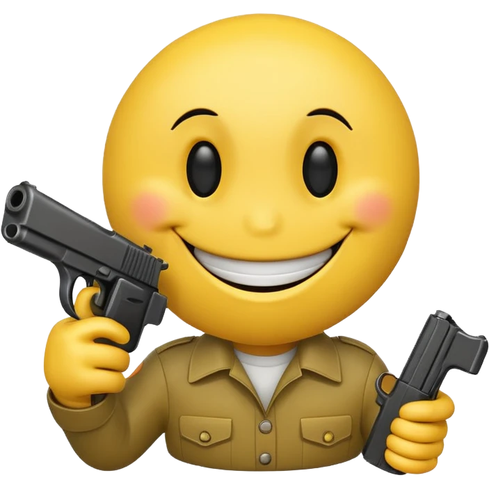 Smiley face holding gun  emoji