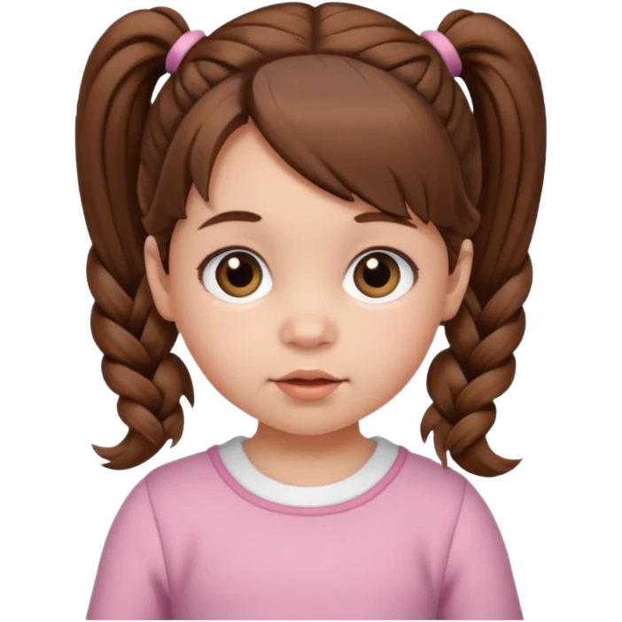 baby girl with brown hair and pigtails emoji