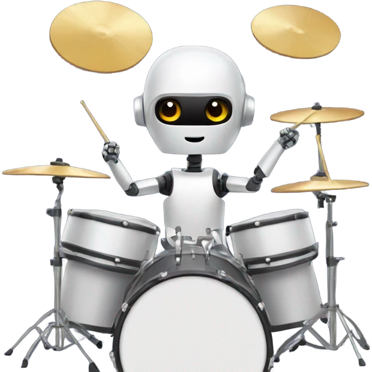 cute robot plays the drum set emoji