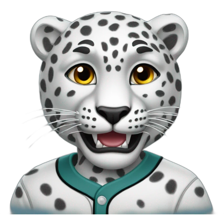 anthropomorohic baseball playing snow leopard emoji