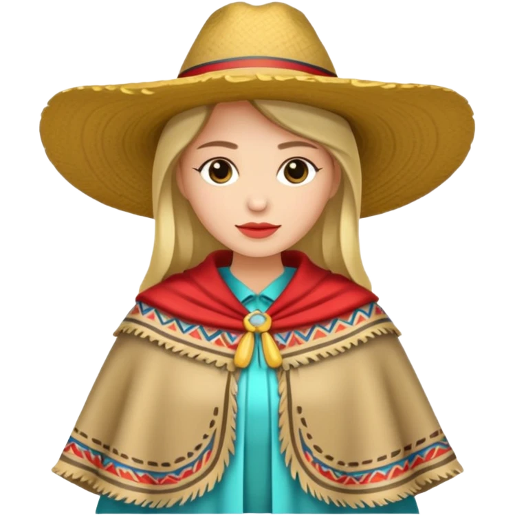 woman with fashion pancho no hat emoji
