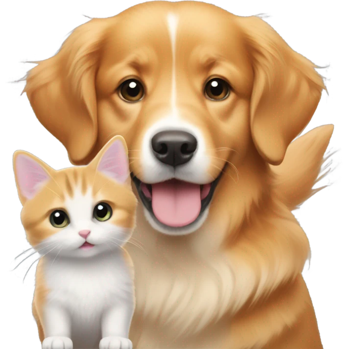 Golden retriever grey corgi and irange baby kitten emoji