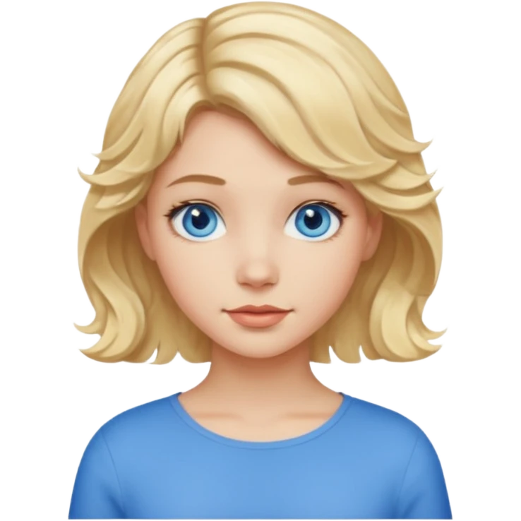 Blonde girl short wavy hair,  blue eyes emoji