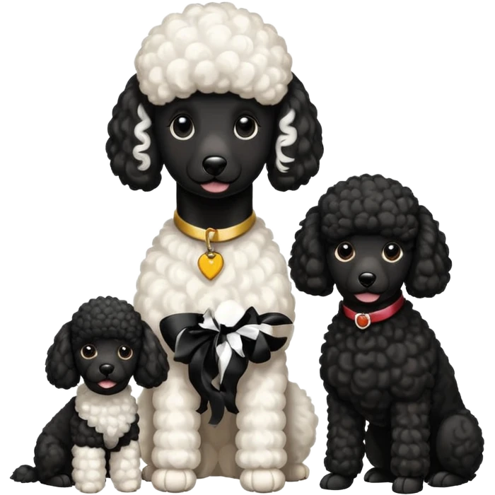 1 poodle blanca y 2 poodle negras emoji