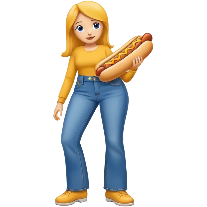 Bootcut jeans with hotdog emoji