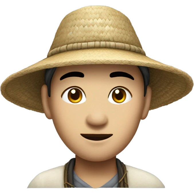 photorealistic Chinese peasant in sedge hat emoji