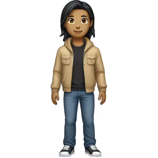 slight tan middle school lean full body black hair emoji