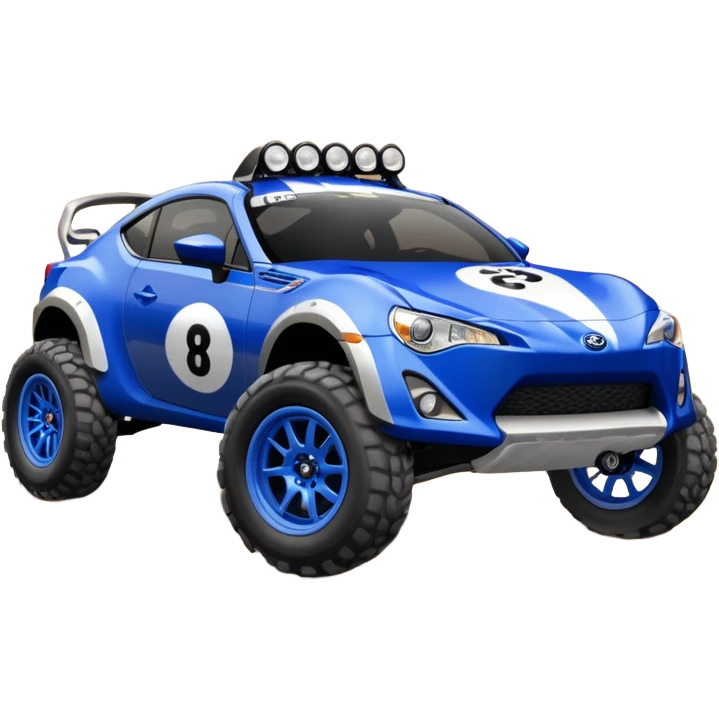 2013 scion fr-s ultramarine off road 4wd monster Baja dessert racer number 86 with large silver wheels  emoji