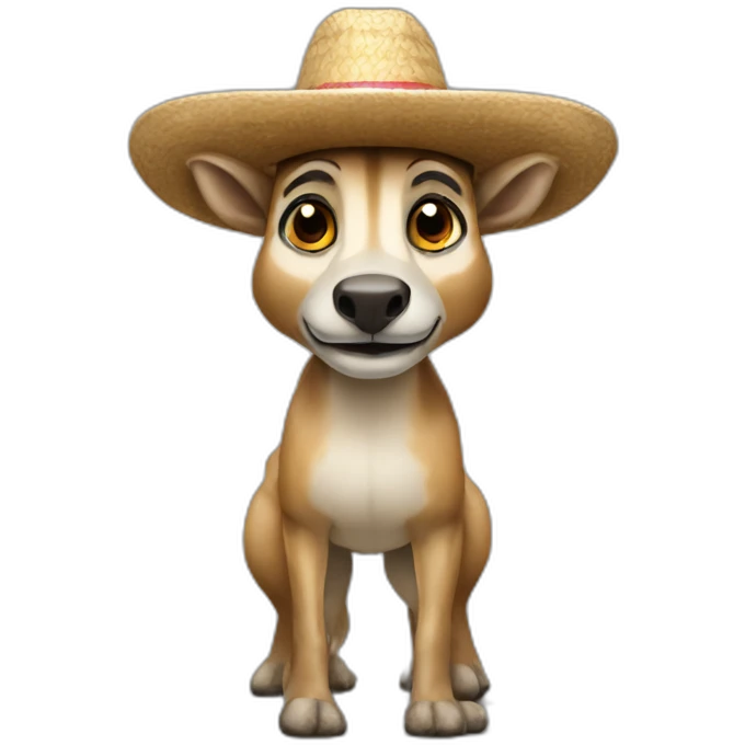 Suricate on donkey wearing Mexican hat emoji