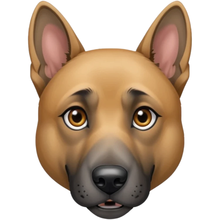 chien croisé malinois , yeux gris et poils mi long et gris emoji