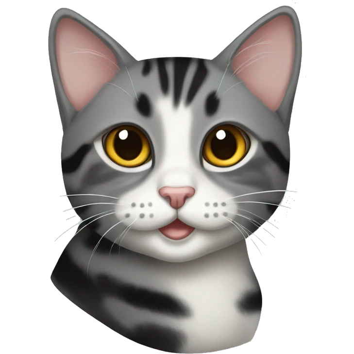 Silver tabby cat and a black tortie cat emoji