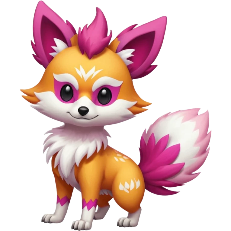 Electric skeletal evil snowy white pink magenta feathery Fennekin-Growlithe-Electrike-fusion (full body) emoji