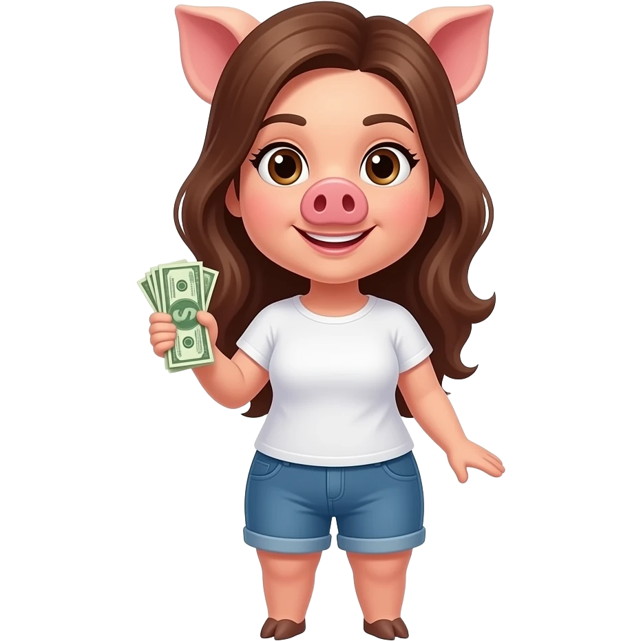 a fimale pig holding a money emoji